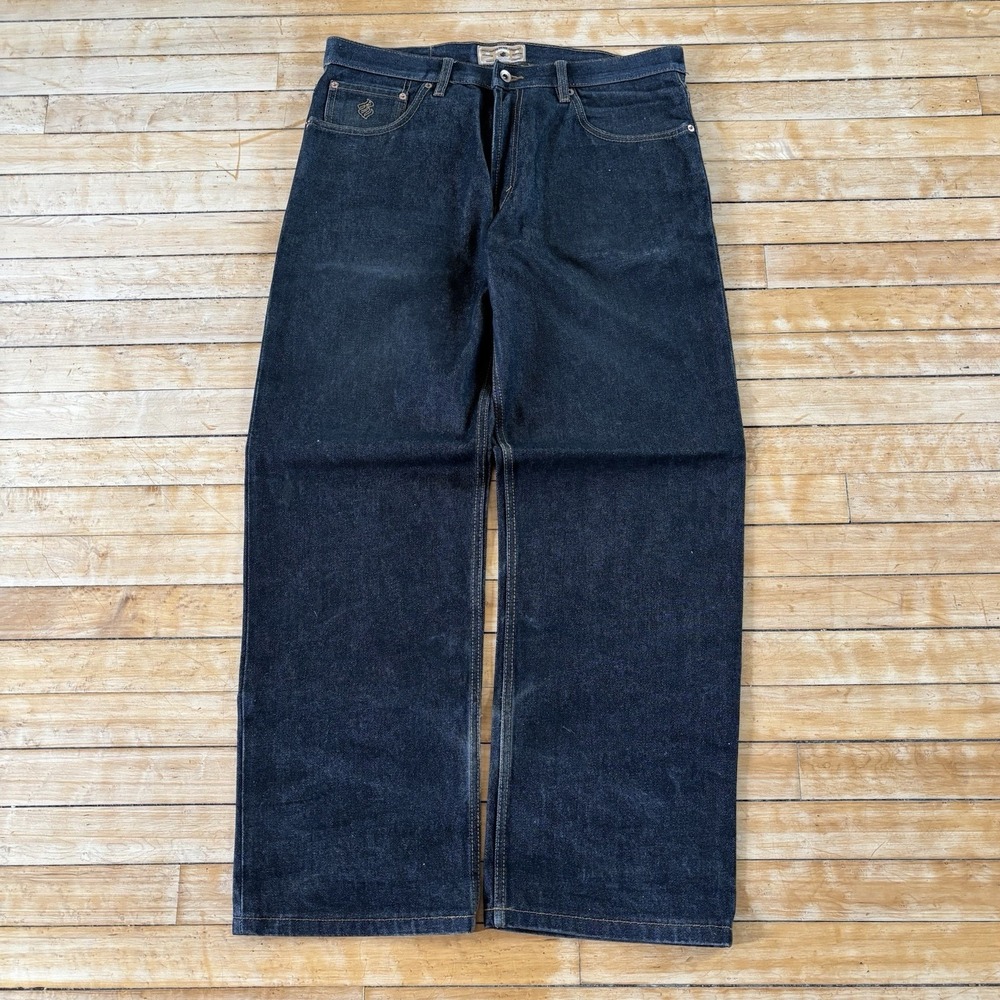 VTG Rocawear Baggy Wide Leg Jeans 34x32 Faded Black Streetwear y2k Skate Grunge
